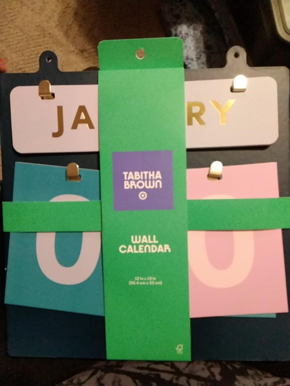 Tabitha Brown Colorblock Wall Calendar - Green, Pink, Teal #380